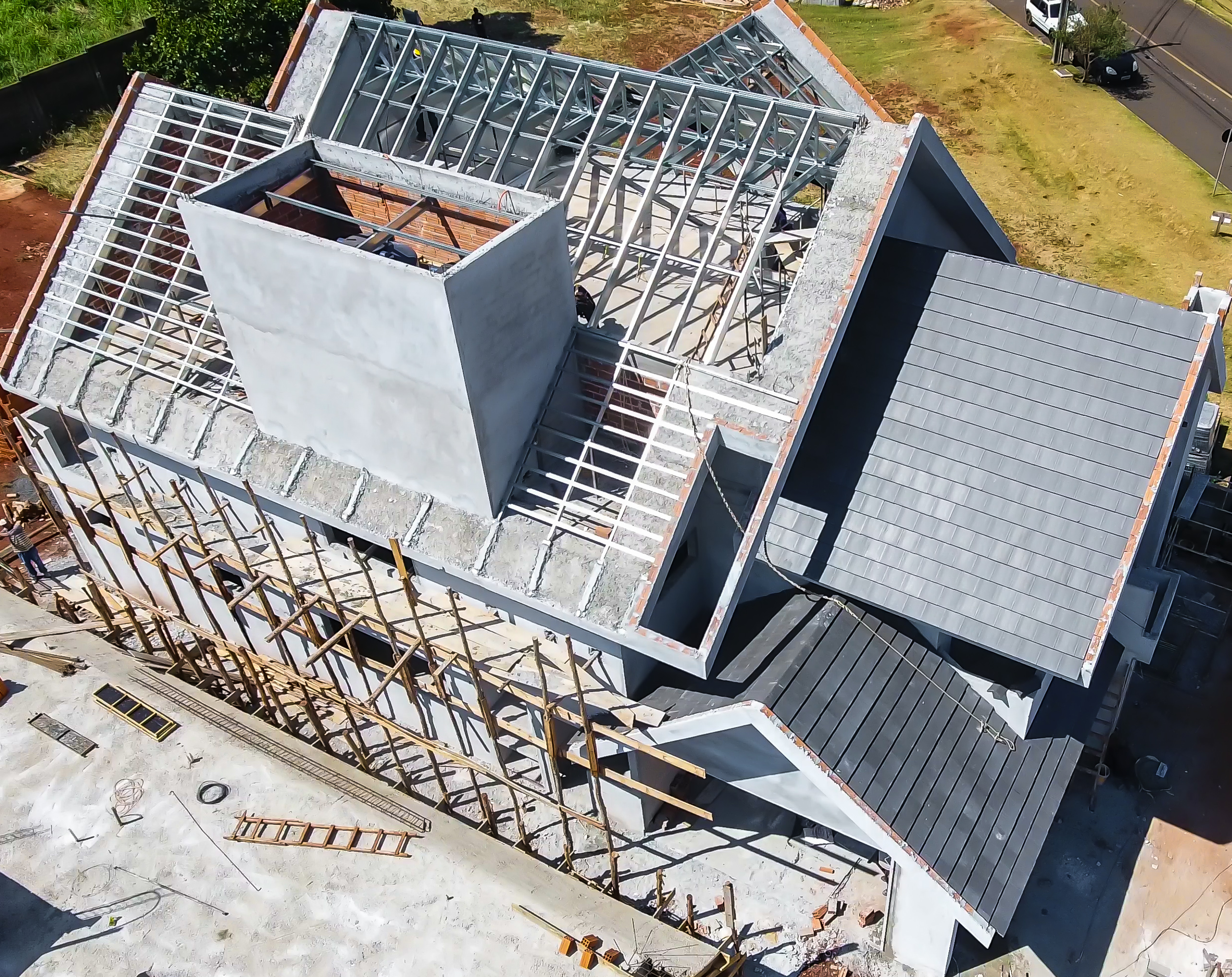 Estrutura para telhado em light steel frame - Obra residencial em Marialva - PR